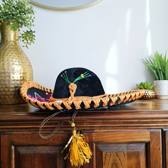 Handcrafted Sombrero Selene Calidad Mexican Mariachi Multicolor Children's Hat - Picture 7 of 16